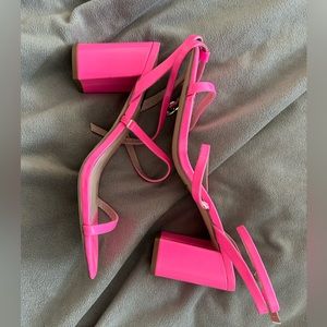 NWT Aqua Neon Pink Heels